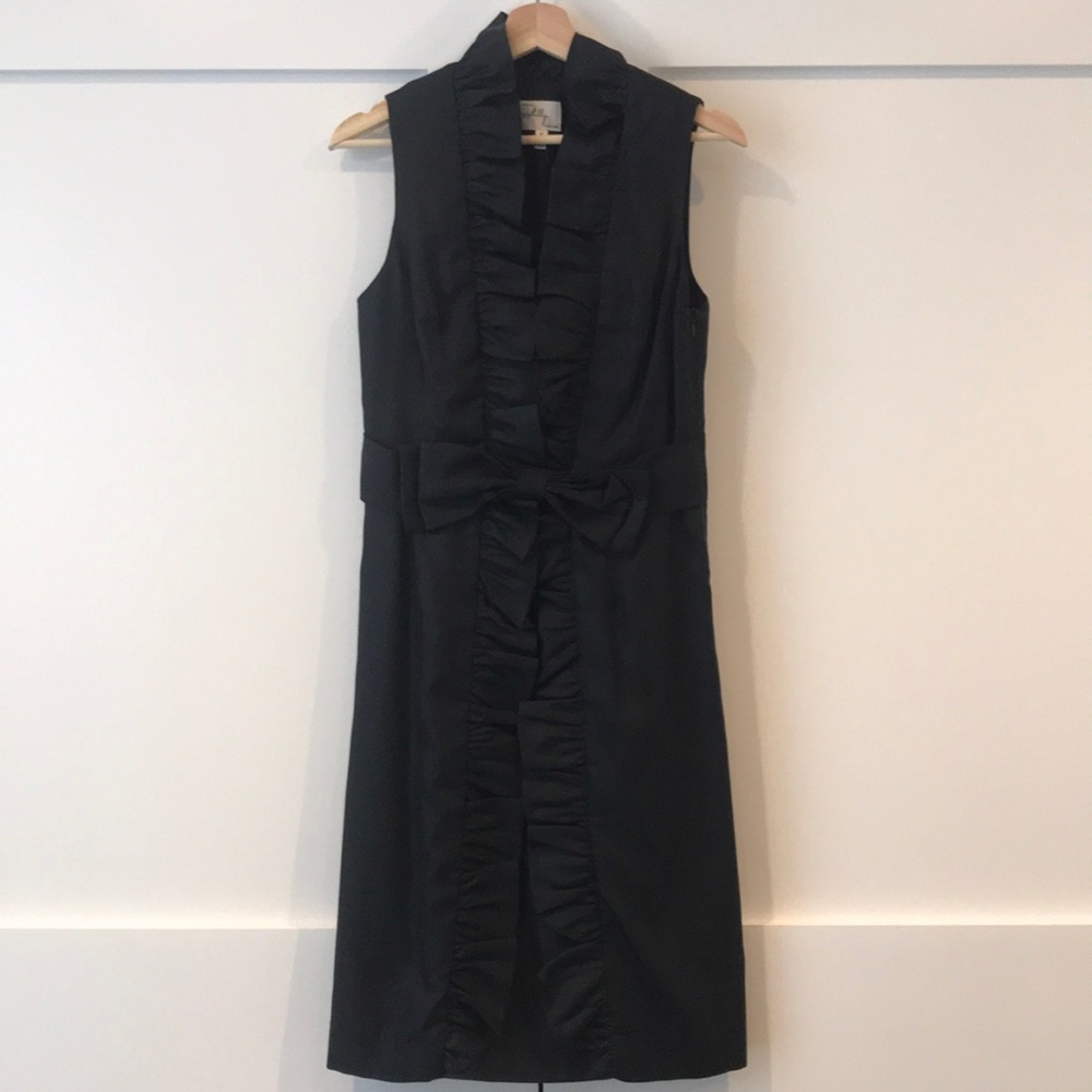 Milly Black Ruffle Bow Front Dress